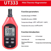 Thermomètre électronique Uni-Trend UT333/333S pour laboratoire, entrepôt, environnements publics - Surveillance de la température et de l'humidité
