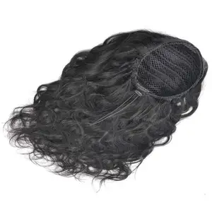 clip in hairpiece long grey weave brazilian afro virgin curly kinky straight drawstring human hair ponytail extension wholesale