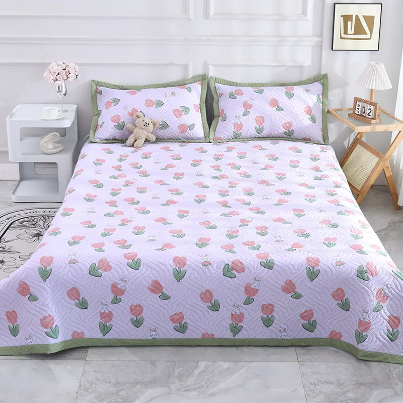 Wholesale Cool Ice Silk Latex Mat Foldable Washable Three-piece Mat Bed sheets for Summer