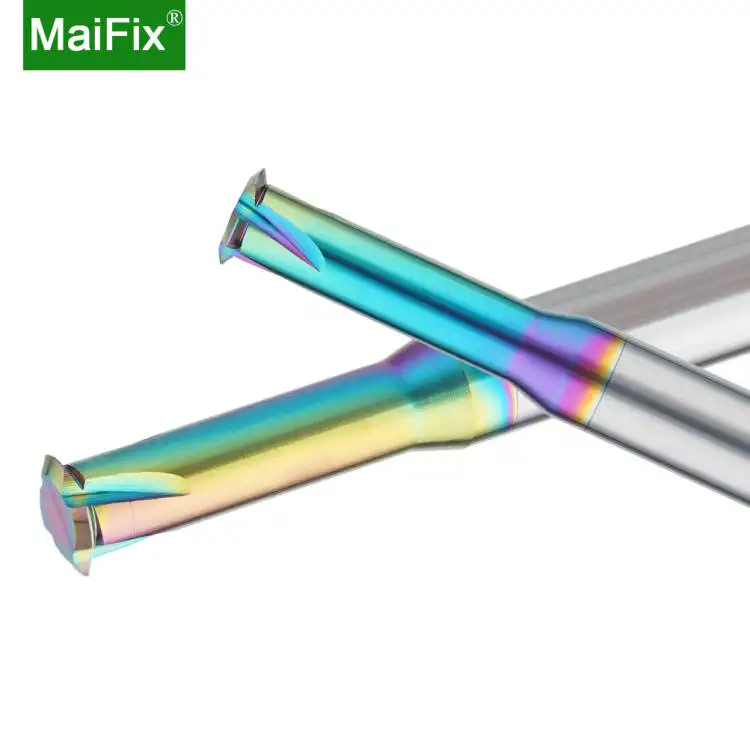 Maifix 1 adet 1T renkli Nano kaplama iplik ile tek diş Tungsten çelik işleme merkezi alüminyum freze kesicisi