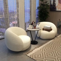 Sofá perezoso minimalista nórdico de lana de cordero moderno ATUNUS, silla de tela Boucle blanca crema, silla de salón de lana de cordero, sofá individual