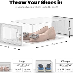 Custom Clear Acrylic Rectangle Injection Molded PC Plastic Stackable Eco-Friendly Detachable Shoe Storage Box Magnets Side Door - Product Image 5