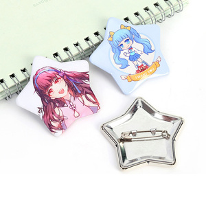 Abzeichen Hersteller Metall 3 Zoll niedlichen Mädchen Cartoon Charakter Knopf Pin Druck holo graphischen Anime billig benutzer definierte Sternform Knopf Abzeichen - Product Image 1