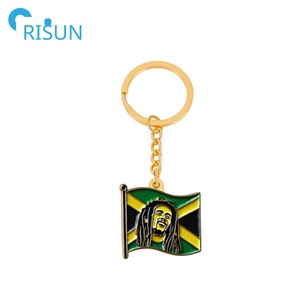 Factory Custom Metal Enamel Jamaica <strong>Flag</strong> Freedom Legend Keychain Llavero Customise One Love Reggae <strong>Rasta</strong> Jamaica Music Key Chain - Product Image 2