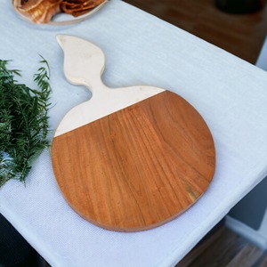 Tabla de cortar redonda de madera de acacia con mango pintado personalizado para pizza y tabla de pan tabla de cortar frutas y verduras - Product Image 6