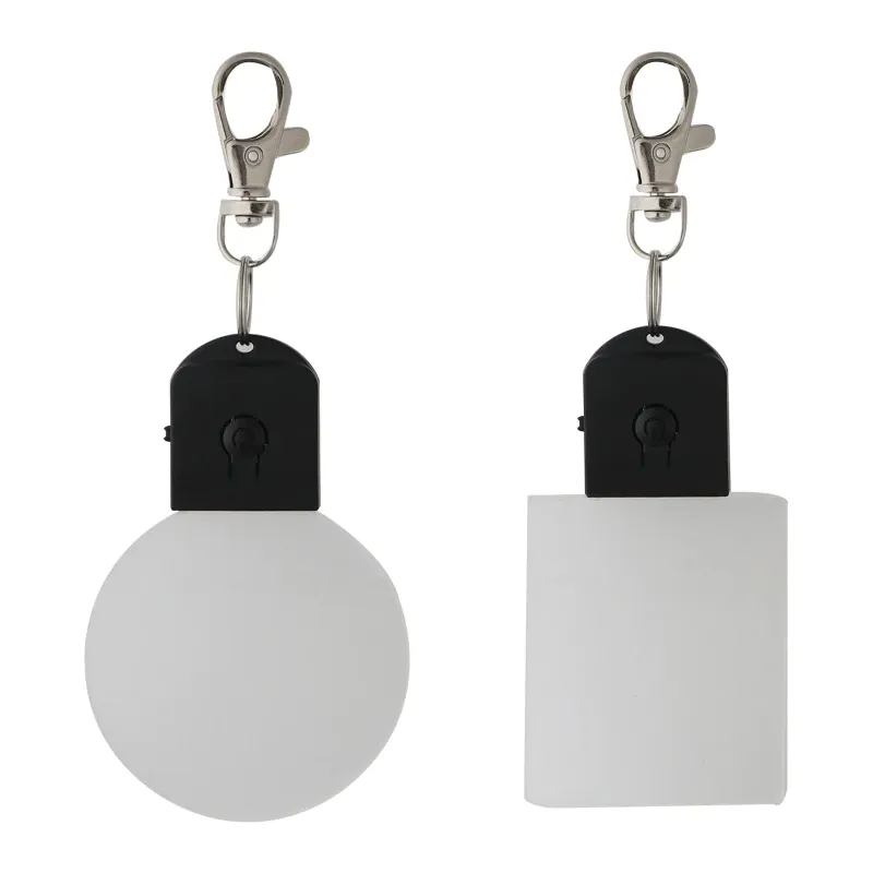 Meilleure vente porte-clés acrylique personnalisé porte-clés de voiture porte-clés LED pratique veilleuse porte-clés vierge cadeau pour ami