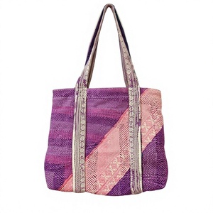 Sac fourre-tout en coton à panneaux de style bohème avec motif imprimé matelassé, sac de shopping réutilisable tendance, utilisable toute l'année - Product Image 1