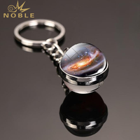 Porte-clés sphérique Planète Galaxie Univers Noble, dôme en cristal double face, thème astronomique, en métal, cadeau