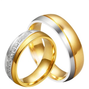Popular Women <b>Men</b> <b>Ring</b> 18k Gold Mixed Steel Color Stainless Steel Zircon Diamond <b>Rings</b> Trendy Couple <b>Ring</b> - Product Image 1