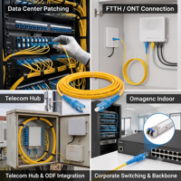 SC/UPC SC/UPC SM SX Kabel Serat Optik 3.0Mm PVC 3M Simplex Jumper untuk FTTH ONT Modem Wall Outlet Patch Lead