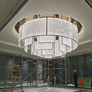 Lámparas de araña personalizadas de acrílico y vidrio para salones de banquetes, luces de techo a medida para el vestíbulo de un hotel - Product Image 3