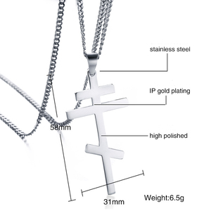 Collana con Croce in Acciaio Inox Placcato <span class=keywords><strong>Oro</strong></span> Titanio Crocifisso Cristiano Ortodosso Russo Pendente da Chiesa per Uomini e Donne - Product Image 6