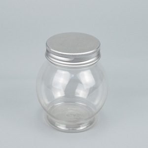 Transparent Round PET Food Packaging Bottles 220ml Screw <b>Cap</b> <b>Plastic</b> Candy Container - Product Image 2