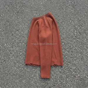 Tela térmica tipo waffle 100% algodón de alta calidad para hombre, camisa larga personalizada con lavado ácido, camisa larga desgastada para hombre. - Product Image 3