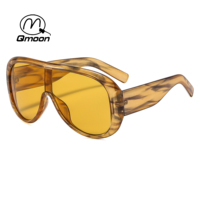 Gafas de Sol Qmoon Extra Grandes con Protección UV400, Lentes Amarillas, Montura Negra, Estilo Moderno para Hombre y Mujer