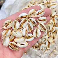 Pendentifs breloques populaires JF8486 en coquillages naturels plaqués or, pendentifs breloques en coquillages de mer, bijoux de plage