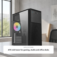 Casing Komputer Kantor ATX Grosir Langsung dari Pabrik, Mid Tower dengan Panel Samping Akrilik Transparan, Casing PC ATX