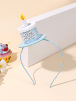 Diadema creativa de doble capa con diseño de pastel de cumpleaños y velas de fieltro para el primer cumpleaños, accesorio para fotos, recuerdo de fiesta