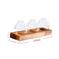 Dropshipping, jardinière de bureau, terrarium avec support en bois, 3 vases à fleurs bulbes en verre, station de propagation