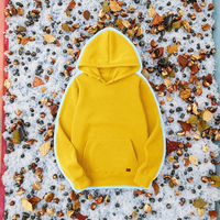 Sweat-shirt à capuche unisexe jaune, coupe classique, en molleton de coton, pull décontracté, couleur unie, pour l'automne