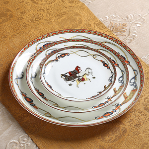 Modern Animal Pattern <b>Bone</b> <b>China</b> <b>Dinner</b> Plate <b>Set</b> with Gold Rim Portable for Picnics - Product Image 4