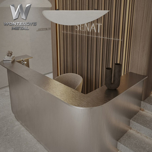 304 Stainless Steel Reception Desk Bar Counter SS304 Worktable Display Stand Counter for Hotel <strong>Hall</strong> Design <strong>Interior</strong> Design - Product Image 5