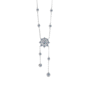 Collier pendentif en argent sterling 925 avec moissanite taille brillant rond, style vintage simple, motif tournesol et pompon, cadeau de fiançailles pour femme - Product Image 1