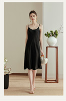 Robe longue élégante haut de gamme en soie de mûrier, taille élastique, style vintage, transparente, antistatique, pour printemps/été
