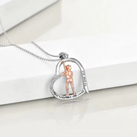 Bijoux pour les amoureux du sport Collier en forme de cœur pour fille de baseball bicolore en argent sterling 925