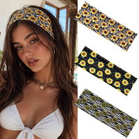 Bandeau élastique tournesol pour femme, imprimé léopard et zèbre, extensible, pour le sport, le yoga, le maquillage, accessoire de mode pour cheveux à usage quotidien
