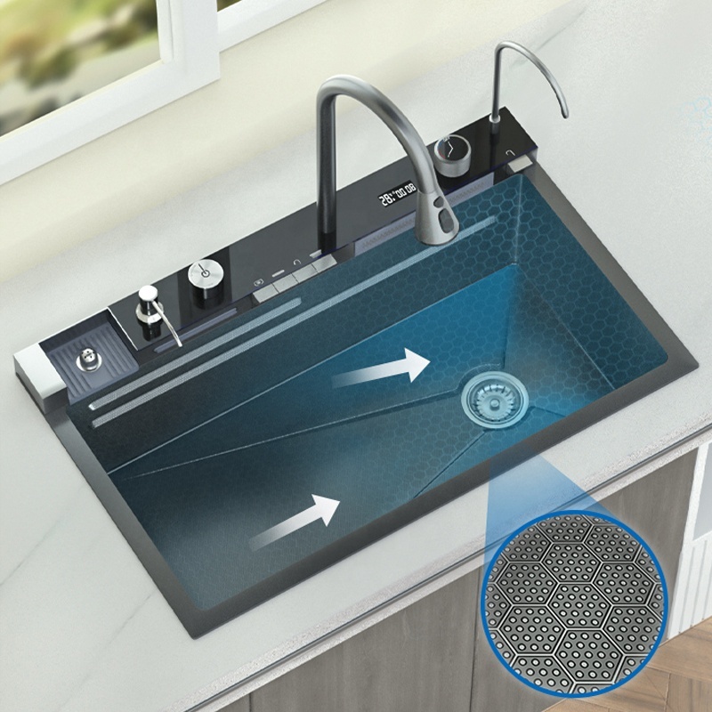 Luxury Smart Kitchen Sinks Stainless Steel Multifunction Sink Modern Waterfall Single Bowl Undermount Digital Kitchen Sink Set · image 3