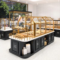 Présentoir de boulangerie en métal et en bois moderne en gros pour beignet de gâteau de pain-taille et couleur personnalisables pour l'usage au détail