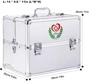 Grosir kotak penyimpanan obat alumunium terbuka ganda kotak pertolongan pertama