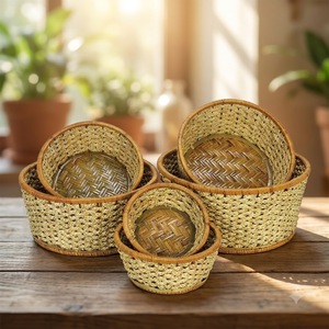 Home Decoration Desktop Organizer & Cosmetic Storage Bin <b>Bamboo</b> Woven <b>Basket</b> Sundries Drawer <b>Basket</b> from Vietnam - Product Image 1