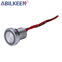 ABILKEEN Interrupteur piézoélectrique 12 mm 1NO à fonction de réinitialisation automatique, étanche IP68, sensible à la pression tactile avec câble