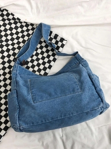 Usine BSCI sacs à bandoulière en toile denim grande capacité style sac de messager décontracté pour garçons et filles étudiants adolescents - Product Image 4