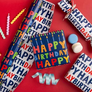 Happy Birthday <b>Wrapping</b> <b>Paper</b> Roll 17 Inch X 16.5 Ft Double Side Colorful Gift Craft <b>Paper</b> Reversible - Product Image 4