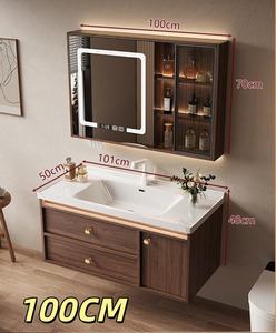 Mueble de baño de alta gama con lavabo integrado de placa de roca pintada de madera maciza, estilo Song, novedad 2026 - Product Image 5
