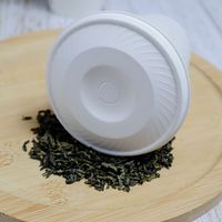Couvercle jetable biodégradable en papier avec fente pour paille, à visser, 80mm/90mm, pour gobelet à café en bagasse de canne à sucre, vente en gros
