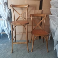 Chaise de bar/tabouret de bar à dossier croisé en bois massif pour la fête de mariage