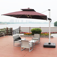 Moderne Solaire Alimenté Patio Parapluie LED Lumières Bouton Poussoir Inclinaison pour Mobilier Extérieur Jardins Cours Hôtels Plages