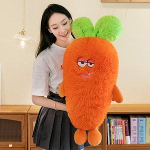 Nuovo simpatico peluche con carota pelosa giocattolo <span class=keywords><strong>emoji</strong></span> mostro lungo grasso carota bambola imbottita viso carino cuscino decorativo con carota rossa vegetale - Product Image 3