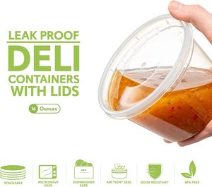 กล่องพลาสติกใส่อาหารแบบใช้แล้วทิ้ง เกรดสำหรับอาหาร พร้อมฝาปิด - Product Image 2