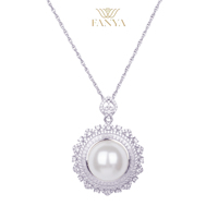 Collier pendentif FANYA en argent 925 plaqué or/argent avec zircon en forme de boule, chaîne maille gourmette, design de luxe, idéal pour cadeau de fête pour femme