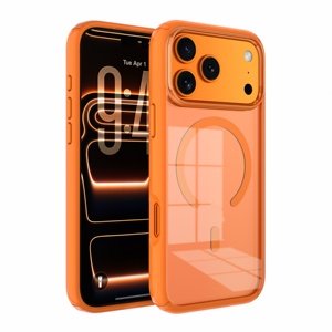 Funda Protectora Transparente Antiamarilla de TPU y PC Súper Resistente para <span class=keywords><strong>iPhone</strong></span> 17 Pro Max, Color Naranja, Venta al por Mayor - Product Image 1