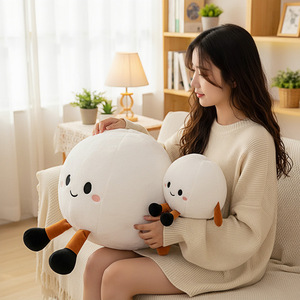 Peluche de ping-pong de dessin animé en gros avec coussin <span class=keywords><strong>mains</strong></span> <span class=keywords><strong>et</strong></span> <span class=keywords><strong>pieds</strong></span> pour dormir sur le lit, jouet en peluche ultra doux blanc OEM - Product Image 4