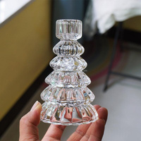 Vente en gros de porte-bougies en verre personnalisés pour arbre de Noël, porte-bougies transparents pour bougies coniques, pour la décoration de la maison, des mariages et des événements