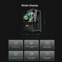 Boîtier compact ITX M-ATX Mid Tower compatible avec dissipateur thermique de 165 mm, carte graphique de 310 mm, 1xHDD, 1xSSD, alimentation ATX à montage inférieur