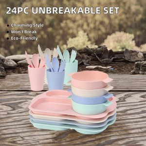 Juego de cubiertos de plástico irrompible para niños/niños pequeños platos divididos juego de <span class=keywords><strong>vajilla</strong></span> apto para <span class=keywords><strong>microondas</strong></span>/lavavajillas - Product Image 2