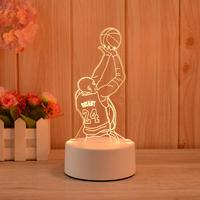 Lampe de bureau LED 3D moderne en acrylique créative pour enfants, veilleuse de chambre de Noël avec télécommande et intensité réglable, noir/blanc